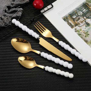 Juego de cubiertos de metal duradero con mangos de perlas, apto para lavavajillas, perfecto para el hogar, bodas, mesa de comedor, juegos de vajilla. - Product Image 3