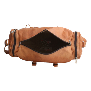 Bolsa de Viaje de Cuero Genuino Marrón Vintage de Gran Capacidad, con Cierre de Cremallera, Amplia, para Fin de Semana, Negocios, Uso Diario, Resistente - Product Image 3