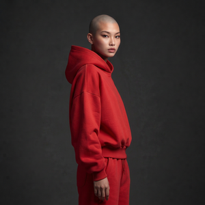Sudaderas con capucha unisex ecológicas al por mayor, estilo urbano, de 550 g/m² de algodón polar, corte holgado, con detalle bordado en la manga para etiquetas de ropa - Product Image 4