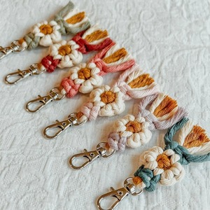 Stylish Small Size Macrame <b>Flower</b> Keychain Decorative Object For Bag Decoration And Creative Handmade Decor Item For Gifting - Product Image 4