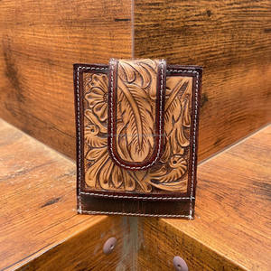 ที่หนีบเงินแบบแม่เหล็กที่ใส่บัตรหนังแท้สไตล์ตะวันตกพร้อมคลิปหนีบเงินแบบแม่เหล็กสลักตามสั่ง - Product Image 2