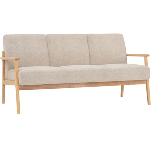 Mid-Century Modern Three Seater Fabric <b>Sofa</b> with Pet Friendly Upholstery Solid <b>Wood</b> <b>Frame</b> for Living Room Apartment Home Hotel - Product Image 1