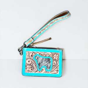 New Arrival Vintage Portable Western Tooled Leather Cowhide Wristlet <b>Wallet</b> Handmade Floral Clutch with Wrist Strap - Product Image 1