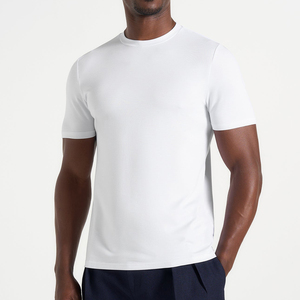 T-shirt en jersey de coton blanc pour homme, coupe ajustée, manches courtes, col rond, décontracté, respirant, couleur unie, design simple - Product Image 3