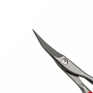 Ciseaux à cuticules en acier inoxydable à lame incurvée tranchante, manche rouge, durables, pour la coupe des ongles, avec étui en cuir PU, fournisseur OEM - Product Image 3