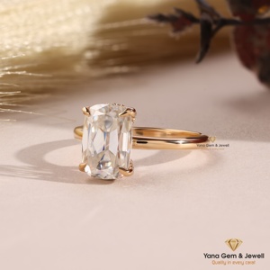 Bague de fiançailles solitaire en or massif 14 carats avec diamant de laboratoire CVD de 2,50 carats, taille coussin, couleur F, clarté VS1, certifié IGI - Product Image 2