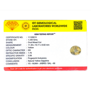65 Carat Oval Cut Yellow Sapphire Loose Gemstone for Fine Jewelry - Product Image 4