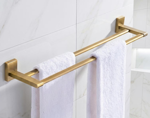 Creative Golden Color Hotel & Apartment Use Modern Design Eco-Friendly Bathroom Towel Rack Nail-Free Single-Rod Towel Bar - Product Image 1
