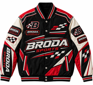 Chaqueta de Motocicleta Transpirable de Verano de Algodón/Poliéster, Parche con Logotipo Bordado Personalizado, Estilo Vintage Nascar, Ropa Urbana Unisex Clásica - Product Image 1
