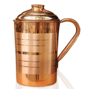 Jolie carafe en cuivre gravée, avec une magnifique poignée en laiton vintage et un couvercle assorti, disponible au prix de gros. - Product Image 2