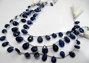 Perles de saphir bleu naturel, forme poire cœur, facettées, 5x7 7x10mm, saphirs authentiques non traités - Product Image 3