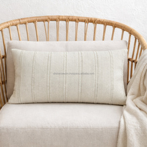 Elegant White Woven <b>Throw</b> Pillow <b>Cover</b> Farmhouse Decorative <b>Sofa</b> Chair Indoor Pillow Slip <b>Covers</b> for Home Interior Indian Expor - Product Image 5