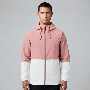 Veste coupe-vent à capuche zippée intégrale pour homme, légère, color block, pour sports de plein air et décontractée, fournisseur personnalisé - Product Image 2