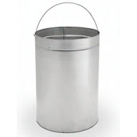 Poubelle ronde en fer galvanisé écologique pour usage domestique, portable, intérieur/extérieur, avec couvercle et poignée