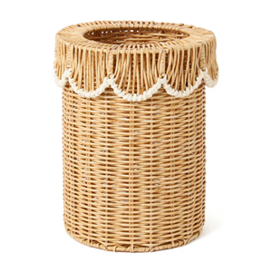 Handwoven Natural Rattan Trash Can Eco-Friendly Waste Paper Basket Classic Open Top Garbage <b>Bin</b> <b>Bedroom</b> Storage Basket - Product Image 1