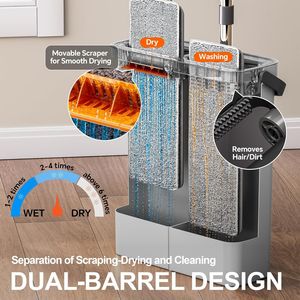 Set Secchio e Mop Piatto Compatto con Strizzatore, Design Senza Mani per Pulizie a Umido/Asciutto di Appartamenti, Case Piccole, Camper e Finestre - Product Image 4