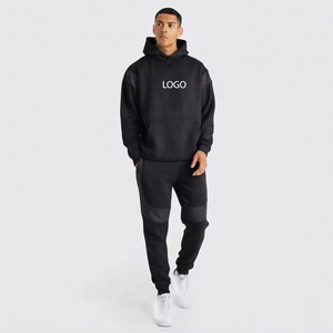 Conjunto de Chándal de Dos Piezas con Capucha y Cremallera Completa en Bloques de Color Personalizados para Hombre, con Paneles a Rayas, Estilo Urbano Deportivo, Modelo 2026 - Product Image 5