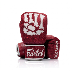 ถุงมือ Fairtex สีแดงลายกระดูกสีขาว หนังวัวแท้ สำหรับชกมวย ฝึกซ้อม ผู้ใหญ่ ขายดี - Product Image 1