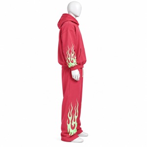 Chándal con logotipo bordado personalizado, corte holgado, estilo hip hop, conjunto de ropa urbana 100% algodón, OEM ODM, chándal para hombre - Product Image 5