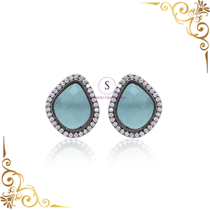 Pendientes de plata oxidada hechos a mano en India con diamantes americanos, ideales para fiestas, bodas y como regalo para mujeres. - Product Image 2