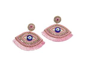 Pendientes Colgantes de Borlas con Cuentas Rosas y Diamantes de Imitación para Fiestas, Festivales y Eventos de Boda - Product Image 1
