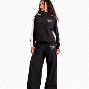 Conjunto Deportivo Personalizado para Mujer, Chaqueta Cortavientos y Pantalones de Nailon con Bloques de Color, Talla Grande, Ropa Deportiva Ligera con Logotipo Personalizado - Product Image 4