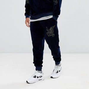 Survêtement de sport pour homme en velours bleu, personnalisable avec logo, marque privée, à la mode, avec fermeture éclair - Product Image 5