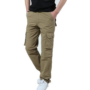 New High Quality Lightweight <b>Men's</b> Canvas Cargo Pants Mid Loose Fit Straight Leg Multi-Pocket Casual Outdoor Breathable <b>Khaki</b> - Product Image 1
