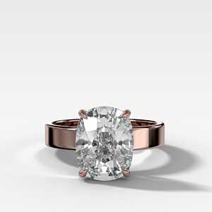 Cushion Cut Lab Grown Diamond Solitaire Engagement <b>Ring</b> Custom Wholesale <b>14K</b> 18K Solid <b>Gold</b> 4 Carat Thick Wide Flat Band Women's - Product Image 3