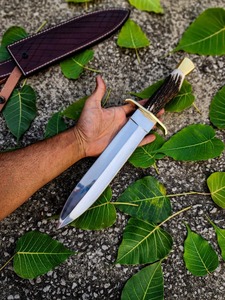 Cuchillo Bowie con mango de cuerno de ciervo hecho a mano, con funda de cuero personalizada, hoja de acero inoxidable con punta caída, cuchillo de caza. - Product Image 3