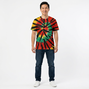 T-shirt à manches courtes pour homme, coupe classique, col rond, design tricoté décontracté avec motif imprimé en spirale coloré - Product Image 5