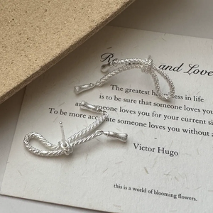 S925 sterling <b>silver</b> retro South Korea east gate original single bow tassel earrings simple ear jewelry - Product Image 2