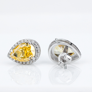 Boucles d'oreilles en zircon taille poire, plaqué rhodium argenté, sertissage griffe, bijoux fins de luxe pour femme, certifiées GIA, cadeau - Product Image 3
