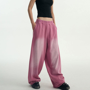 กางเกงวอร์มทรงหลวมสไตล์วินเทจแบบย้อมสีเอซิดสำหรับผู้หญิง ไซส์ใหญ่พิเศษ รับผลิตตามสั่ง ราคาขายส่ง OEM - Product Image 6