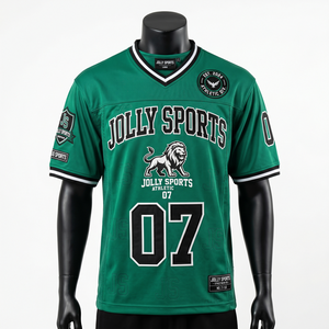 เสื้อฟุตบอลชาย 180 GSM ผ้าโพลีเอสเตอร์ตาข่ายสีเขียวเซจ โลโก้ปักแบบ Tackle Twill เสื้อยืดคอตตอน 100% สำหรับผู้ชาย ทรงหลวม พิมพ์ลาย - Product Image 6