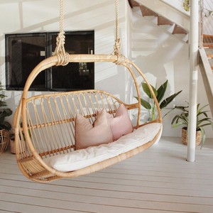 Muebles naturales para exteriores, decoración para el hogar, silla colgante de ratán, hamaca en forma de media luna, sillas columpio. - Product Image 4