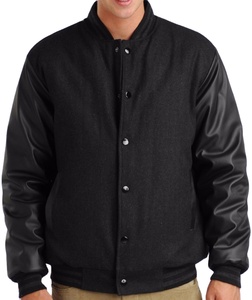 Venta directa de fábrica Chaqueta Varsity de cuero negra para hombre, chaqueta de moda para hombre, chaquetas Varsity para hombre - Product Image 1