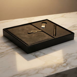 Coffret Cadeau d'Entreprise Noir Professionnel avec Couverture de Bouton en Éponge Premium, Agenda Relié 192 Pages, Porte-clés Métallique Élégant - Product Image 4