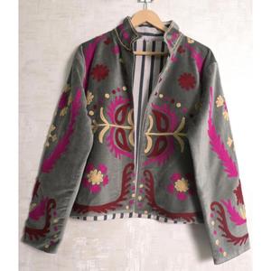 Indian Floral Suzani <b>Velvet</b> Jacket <b>Women</b> Handmade Embroidered Boho <b>Coat</b> Ethnic Winter Fashion Outerwear - Product Image 4