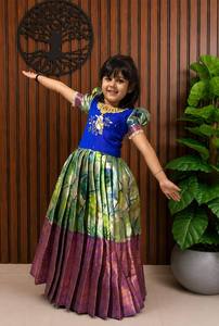 Wedding Engagement Party Georgette Silk Heavy Embroidery Fancy Sleeve Pattern Blouse & <b>Lehenga</b> Choli Dress for Girls <b>Kids</b> Wear - Product Image 3