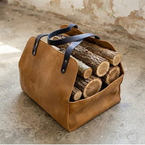 Sac de transport robuste en cuir véritable et bois pour bûches, sac de transport portable rustique pour bûches, porte-bûches pour cheminée LWC-0016 - Product Image 6
