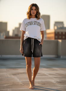 Ensemble deux pièces décontracté unisexe Astra Studio pour l'été, t-shirt et short 100% coton respirant avec broderie - Product Image 6