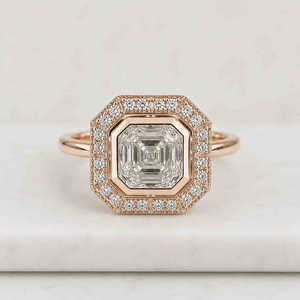 Elegante Anillo de Compromiso con Diamante Corte Asscher, Engaste de Oro Rosa, Joyería Fina Clásica para Mujer - Product Image 1
