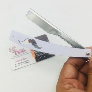 Nouveau rasoir de barbier blanc en acier inoxydable, rasoir droit à lame unique, rasoir de barbier avec logo personnalisé, lame remplaçable, emballage - Product Image 4
