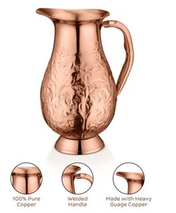 Carafe à eau décorative en cuivre avec couvercle, pichet élégant pour boissons de table, idéal pour l'hôtellerie et la cuisine - Product Image 3