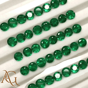 Esmeralda Zambiana Natural de Buen Color, Gema Redonda Facetada para Joyería, Gema Suelta de 2mm a 6mm - Product Image 1