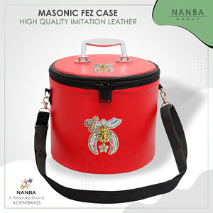 NANBA GROUP Masonic Shriner Fez Hat/Cap <b>Case</b> Imitation Leather Zipper Soft Handle Hand Embroidery Rhinestones Eco-Friendly Large - Product Image 4