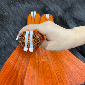 Extensions de cheveux raides d'os de donneur orange de 10 pouces cuticule alignée sans enchevêtrement pour la perruque de dentelle suisse pour les femmes hautes cheveux humains - Product Image 2