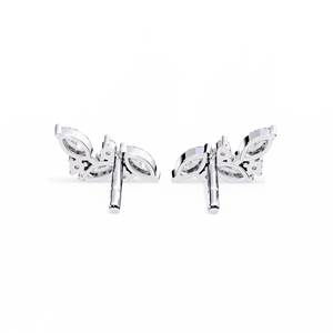 Marquise Leaf <b>Diamond</b> Stud <b>Earrings</b> – 0.35ctw Curved Vine CVD Lab <b>Diamond</b> 10K 14K 18K Solid Yellow Gold Climber Posts - Product Image 2