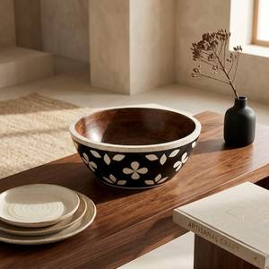 Bol artisanal en os incrusté, Bol à fruits en os incrusté, Bol centre de table en os incrusté, Bol design en os incrusté, Présentoir haut de gamme en os incrusté - Product Image 1